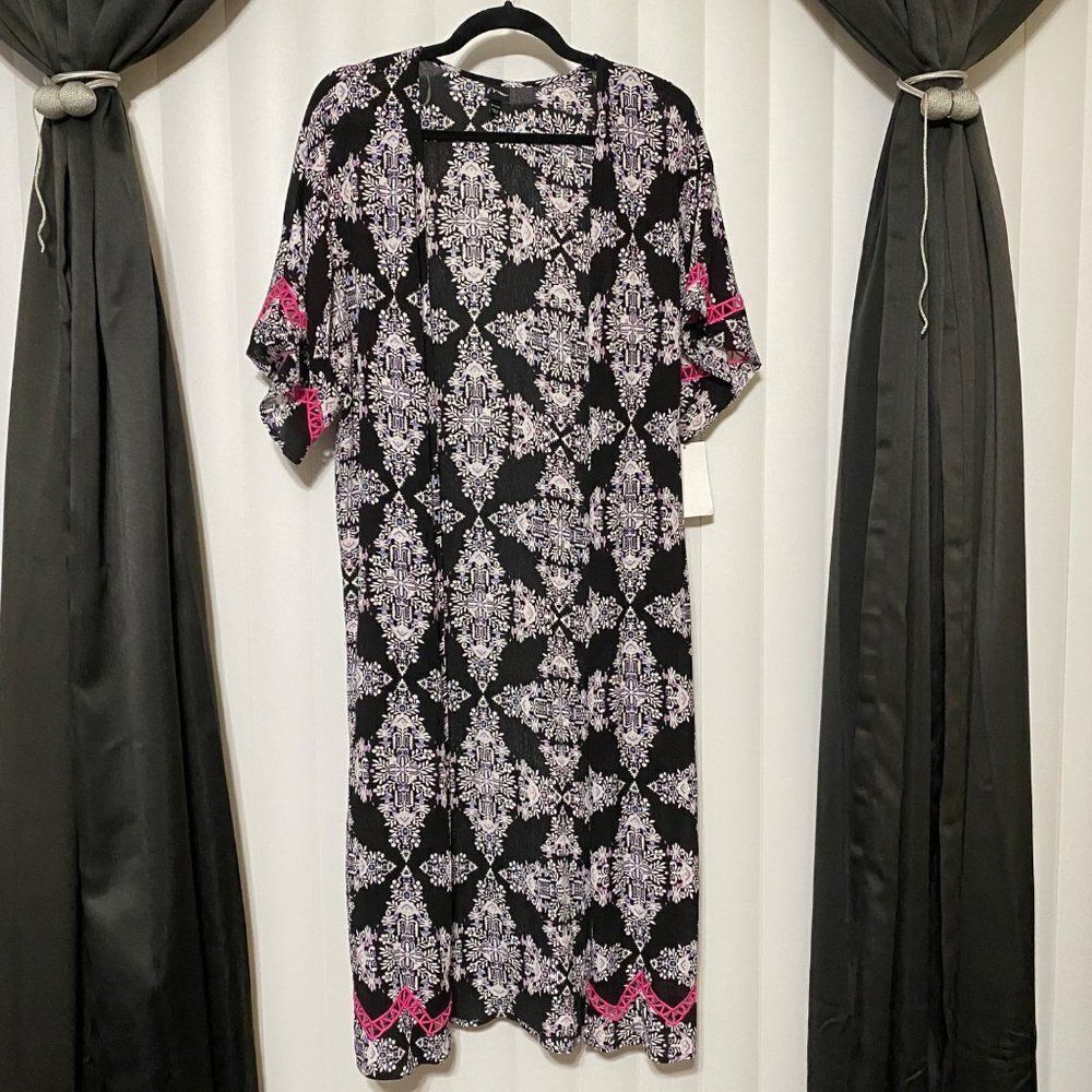Art Class Black Floral black/pink/purple swimsuit coverup